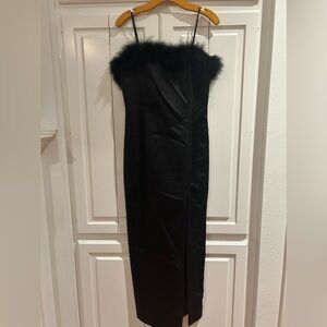 Roberta formal gown with feathers